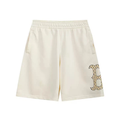 Monogram Pattern Casual Shorts, Large Letter B Printed Loose Elastic Waist Summer Shorts Unisex Off‑White
