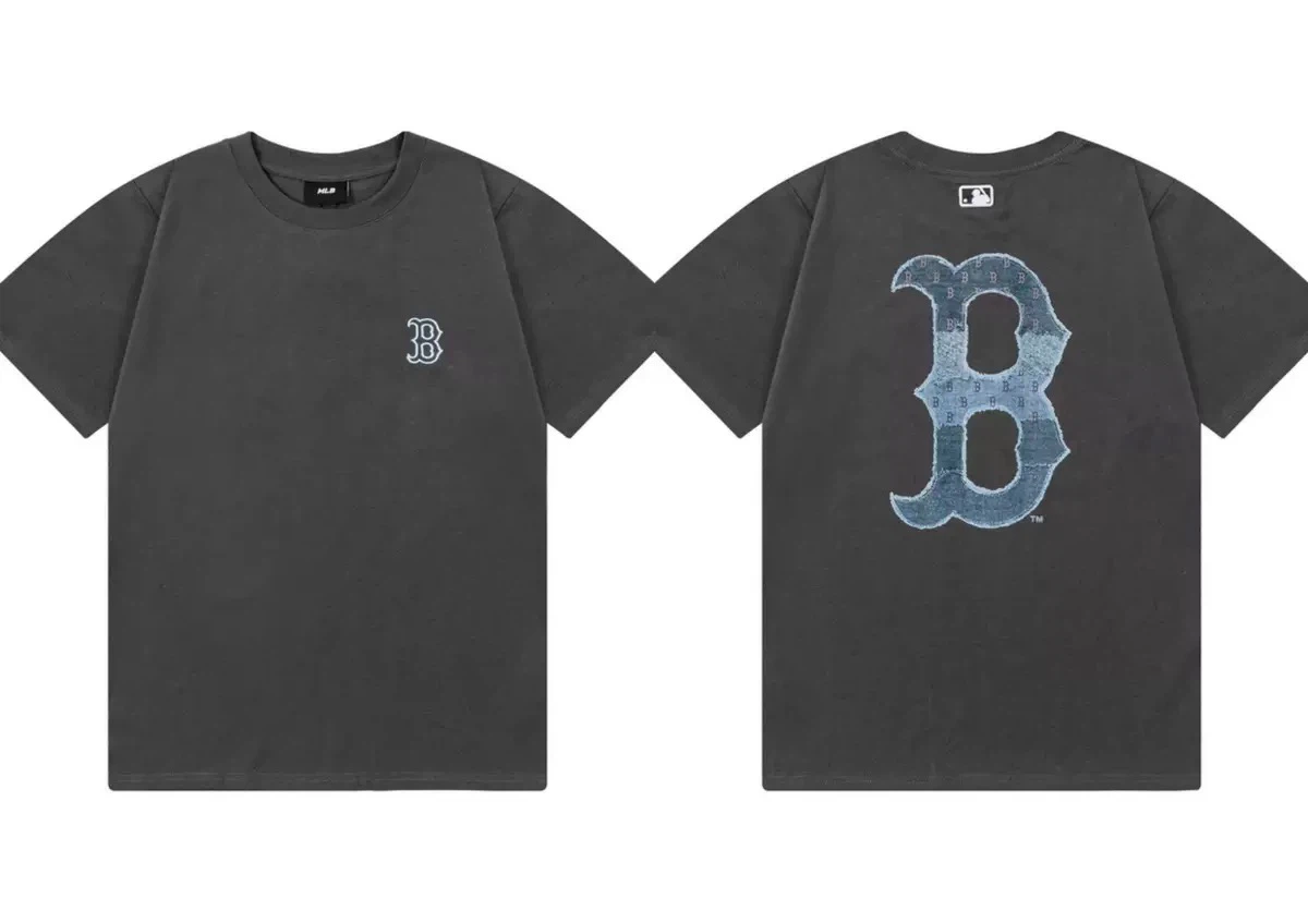 Boston Red Sox Vintage Washed B Logo T-Shirt, Unisex Casual Short Sleeve Tee Dark Grey