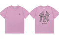 New York Yankees Vintage Washed NY Logo T-Shirt, Unisex Casual Short Sleeve Tee Pink