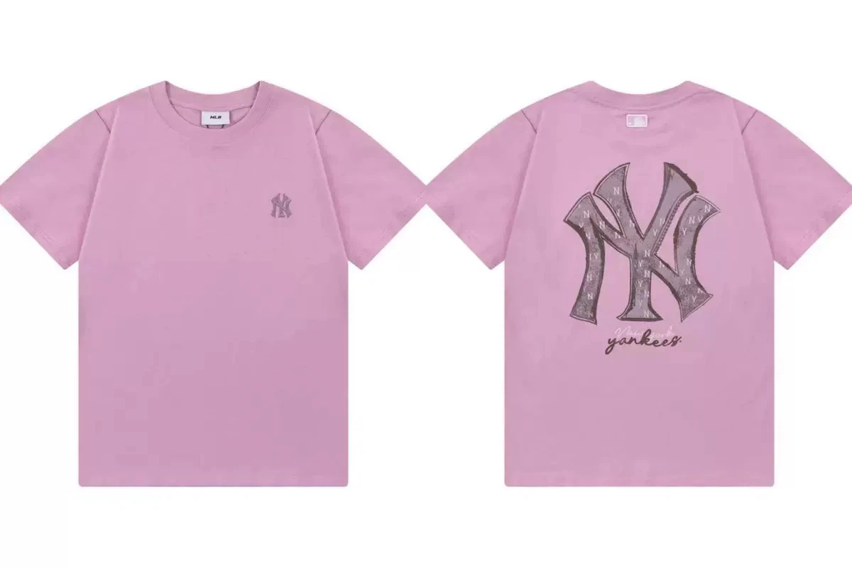 New York Yankees Vintage Washed NY Logo T-Shirt, Unisex Casual Short Sleeve Tee Pink
