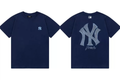 New York Yankees Vintage Washed NY Logo T-Shirt, Unisex Casual Short Sleeve Tee Navy Blue