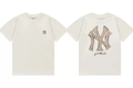 New York Yankees Vintage Washed NY Logo T-Shirt, Unisex Casual Short Sleeve Tee Off-White