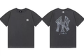 New York Yankees Vintage Washed NY Logo T-Shirt, Unisex Casual Short Sleeve Tee Dark Grey ****