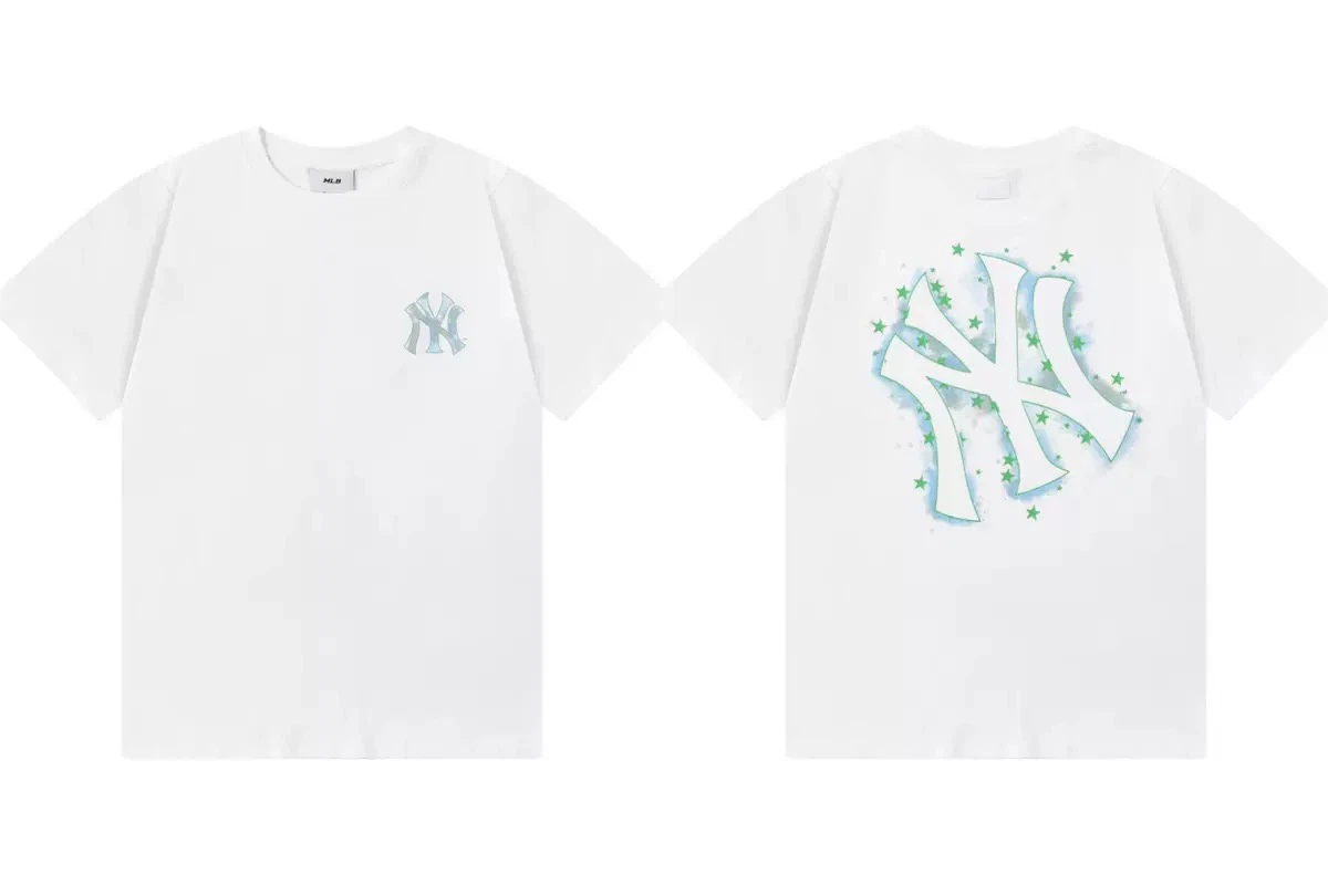 New York Yankees Green Star Splash Graphic T-Shirt, Unisex Casual Short Sleeve Tee White ****