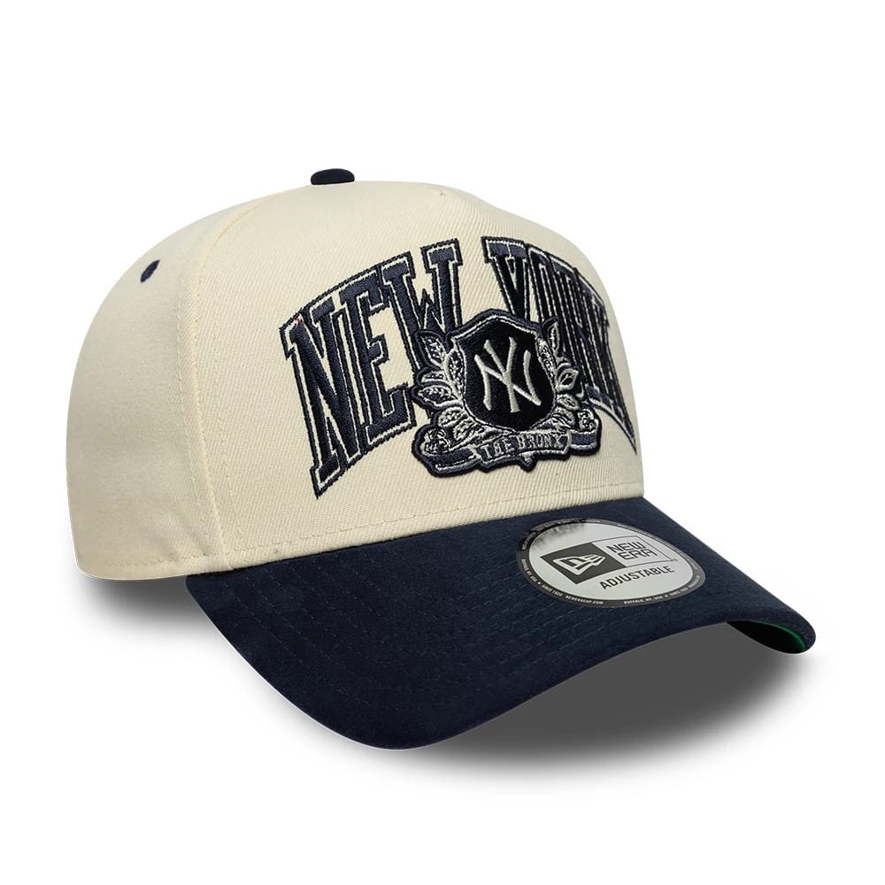 New York Yankees MLB Suede Cream & Navy 9FORTY E-Frame Adjustable Cap