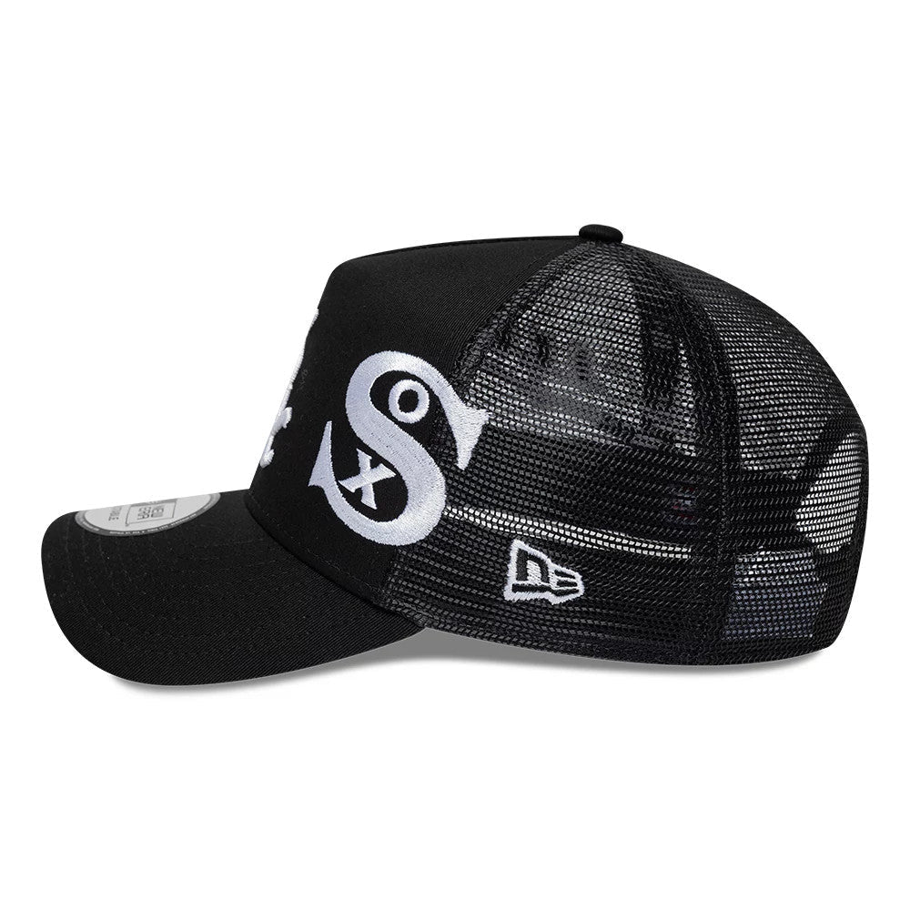 Chicago White Sox MLB Patch Black 9FORTY A-Frame Trucker Adjustable Cap