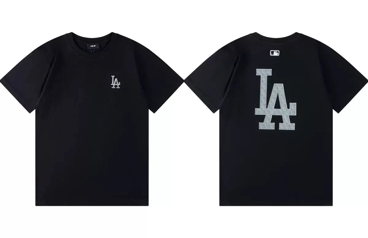 Los Angeles Dodgers Monogram Big Logo T-Shirt, Unisex Casual Short Sleeve Tee Black